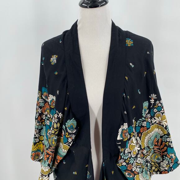 O’Neill black floral Sawyer cardigan open front one size - Picture 8 of 11